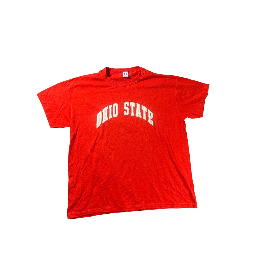 Vintage 90s Ohio State Russell Athletic T Shirt Red Spellout Made in USA XL
